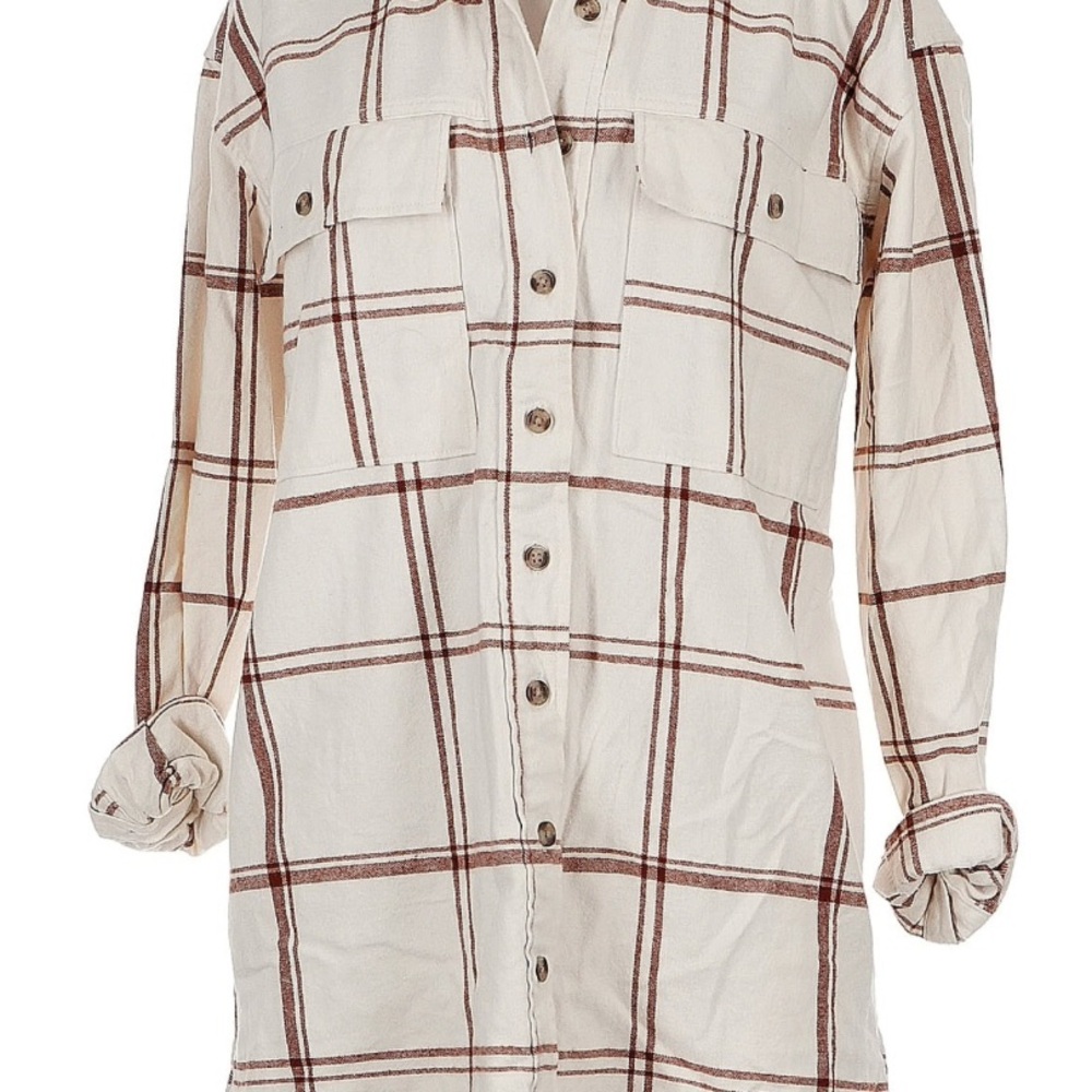 Plaid Flannel Button-Up Shirt Dress